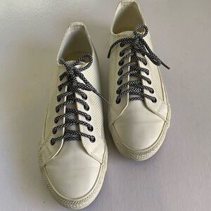 BEAMS HEART Men’s White Leather Sneakers Size M (9” to 9.5” US)